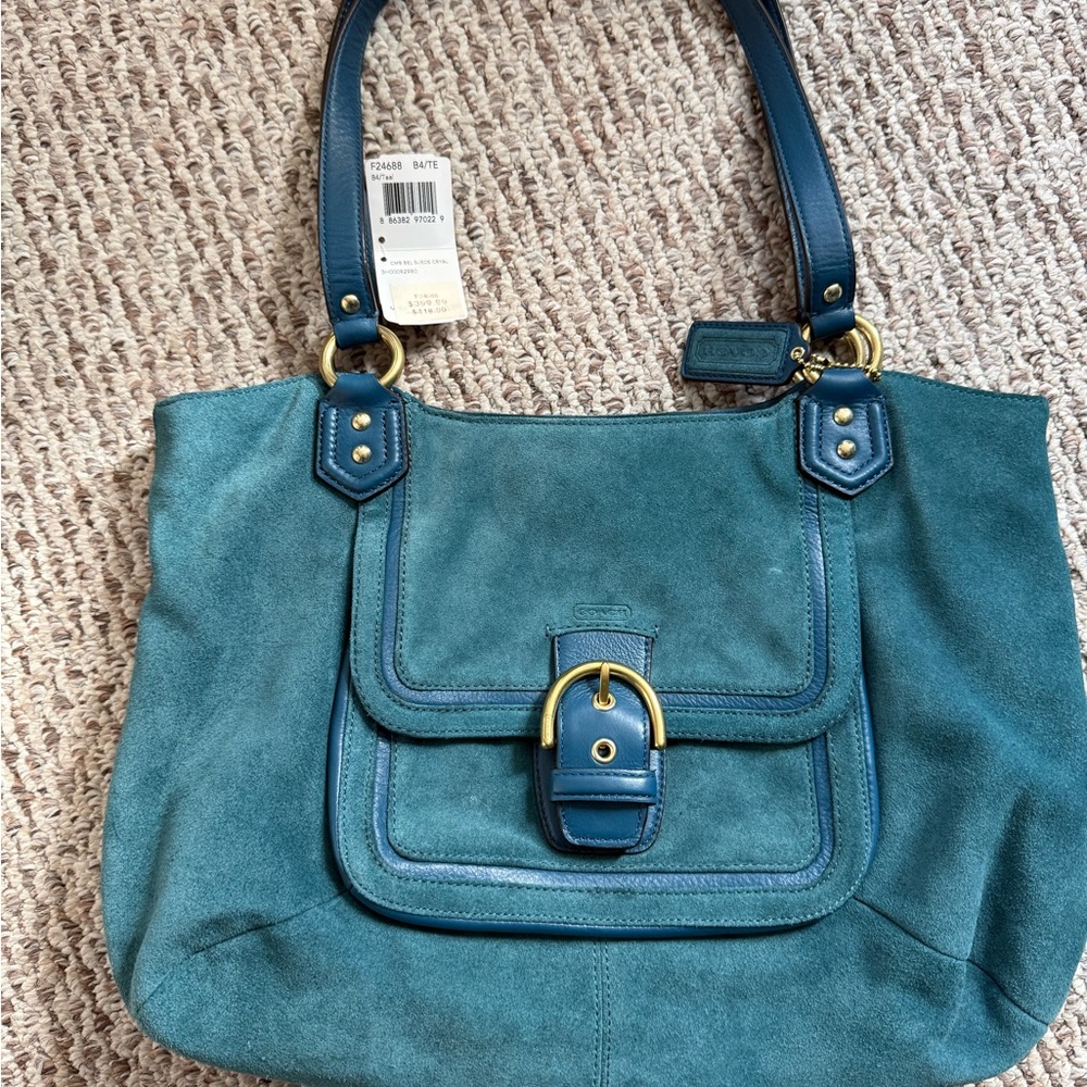 Coach Teal and Turquoise Shoulder Bag